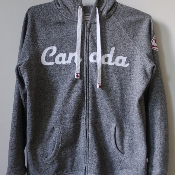 Canadiana grey salt & pepper zip up hoodie sweater - Picture 1 of 4
